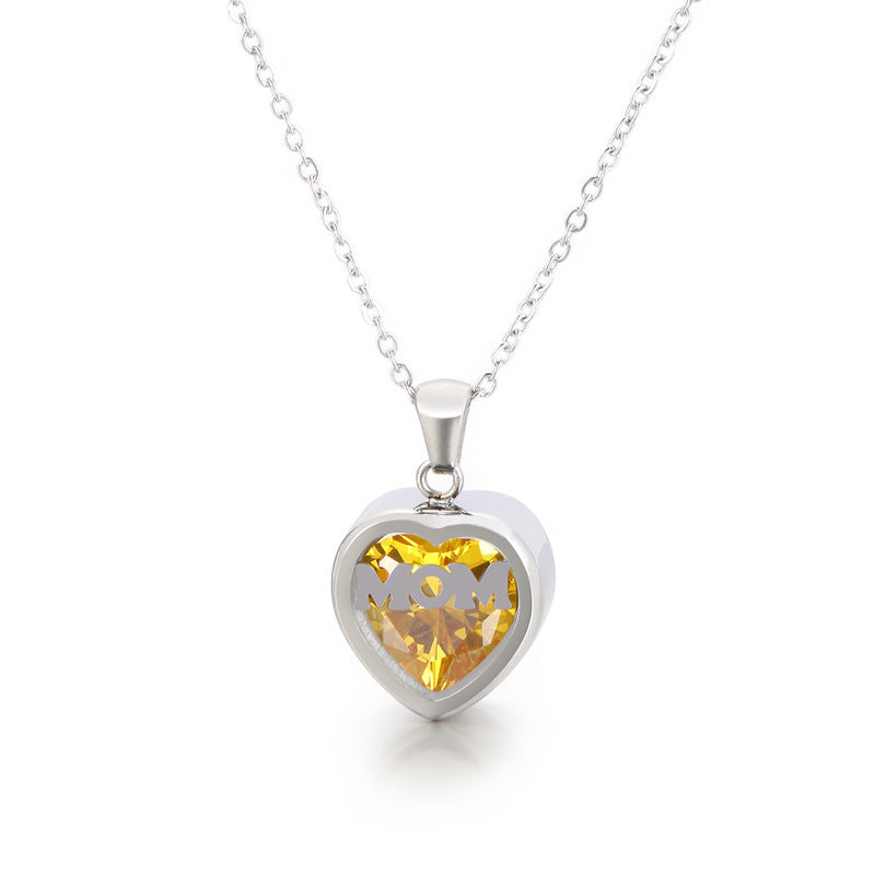 Wholesale new mother's day gift stainless steel heart-shaped necklace
